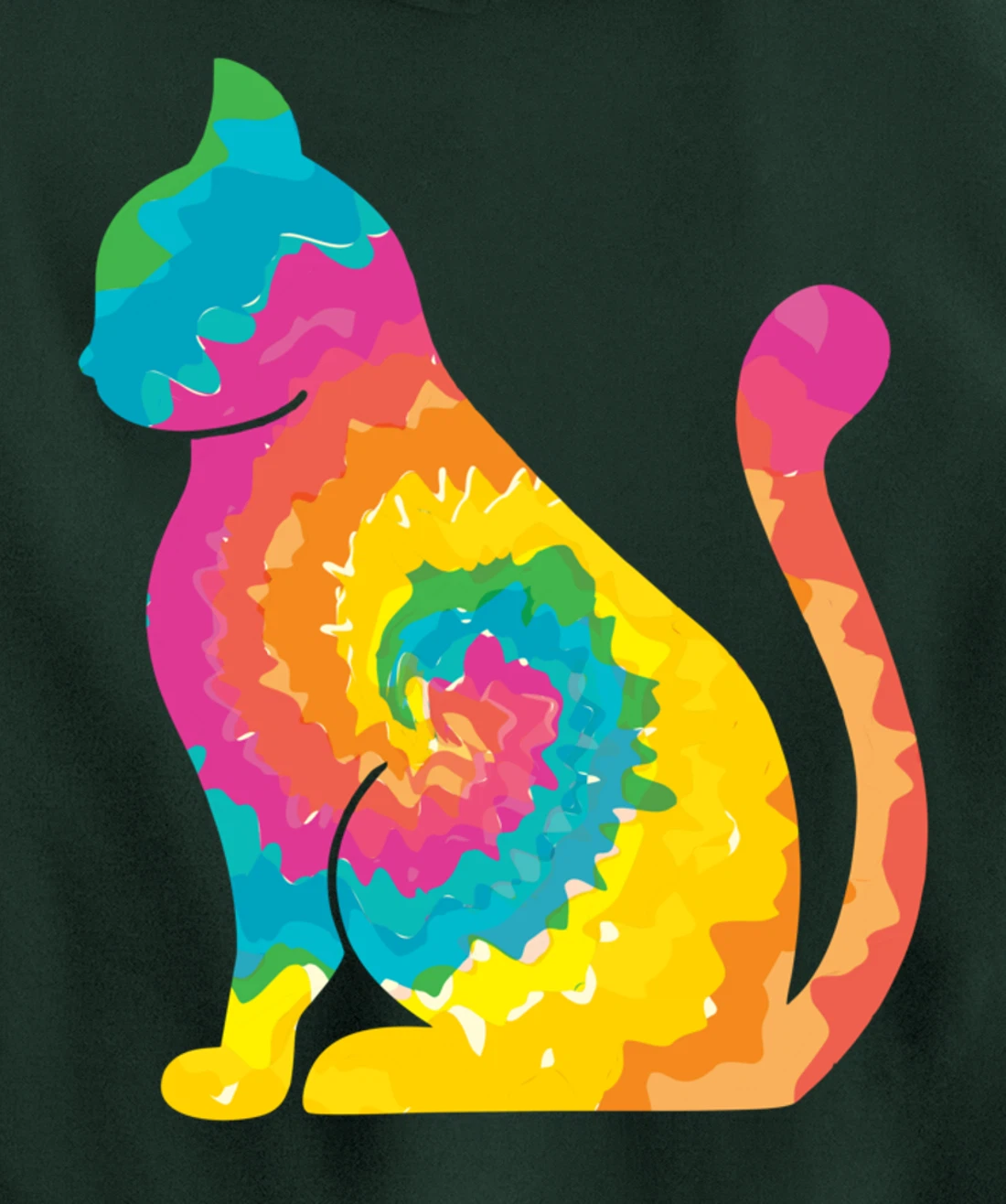 Funny Cat Tie Dye Rainbow Hippie Costume Hippy Themed Pullover Hoodie