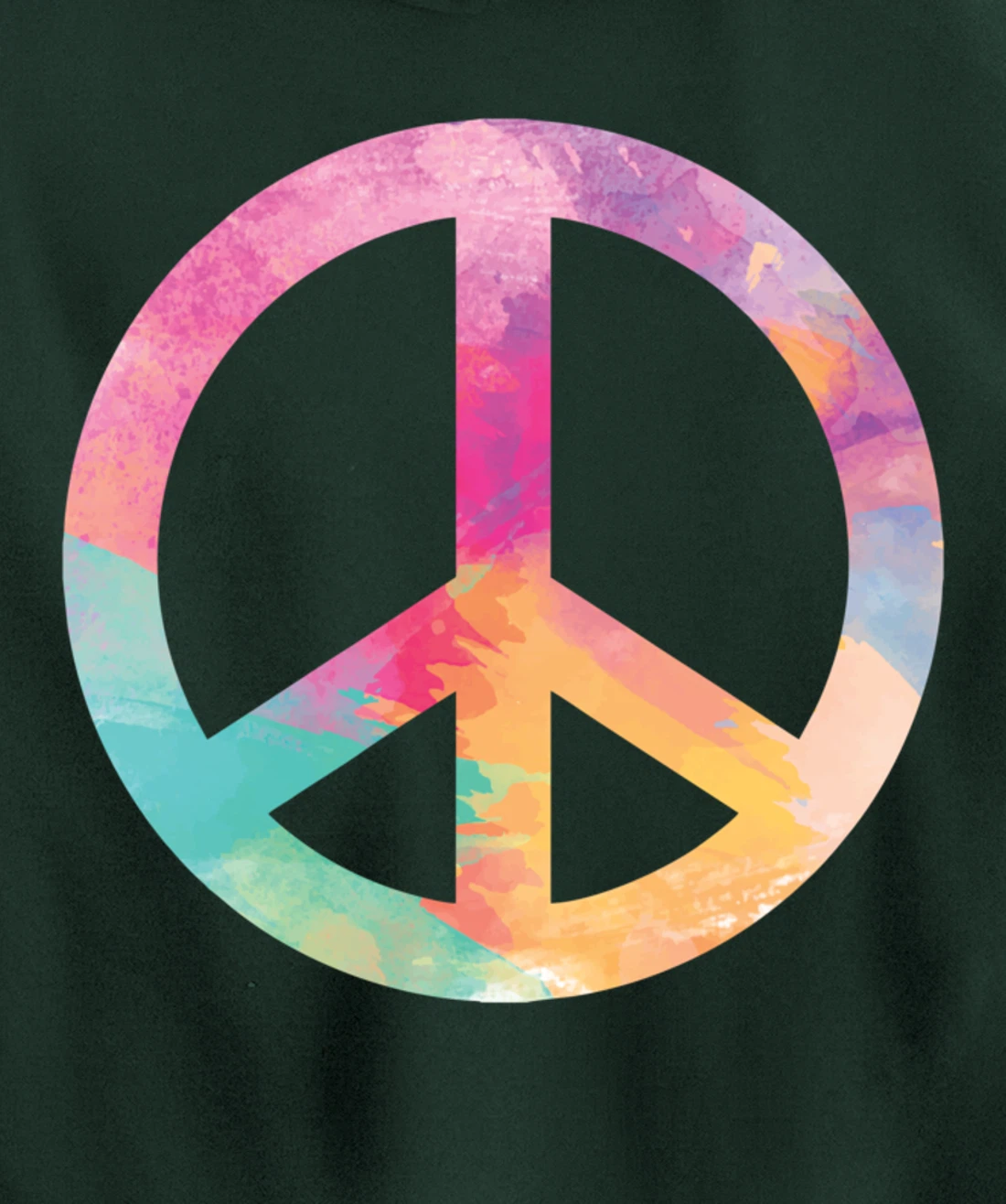 Cool Colorful Iconic Symbol Peace Sign Tie Dye Hippies Pullover Hoodie