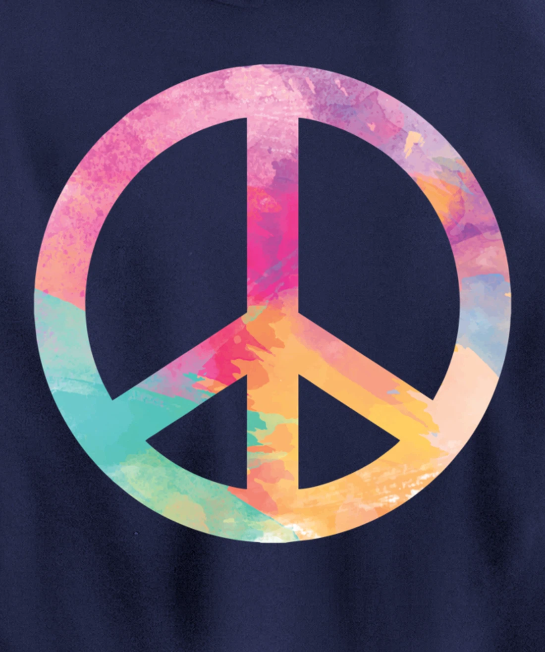 Cool Colorful Iconic Symbol Peace Sign Tie Dye Hippies Pullover Hoodie