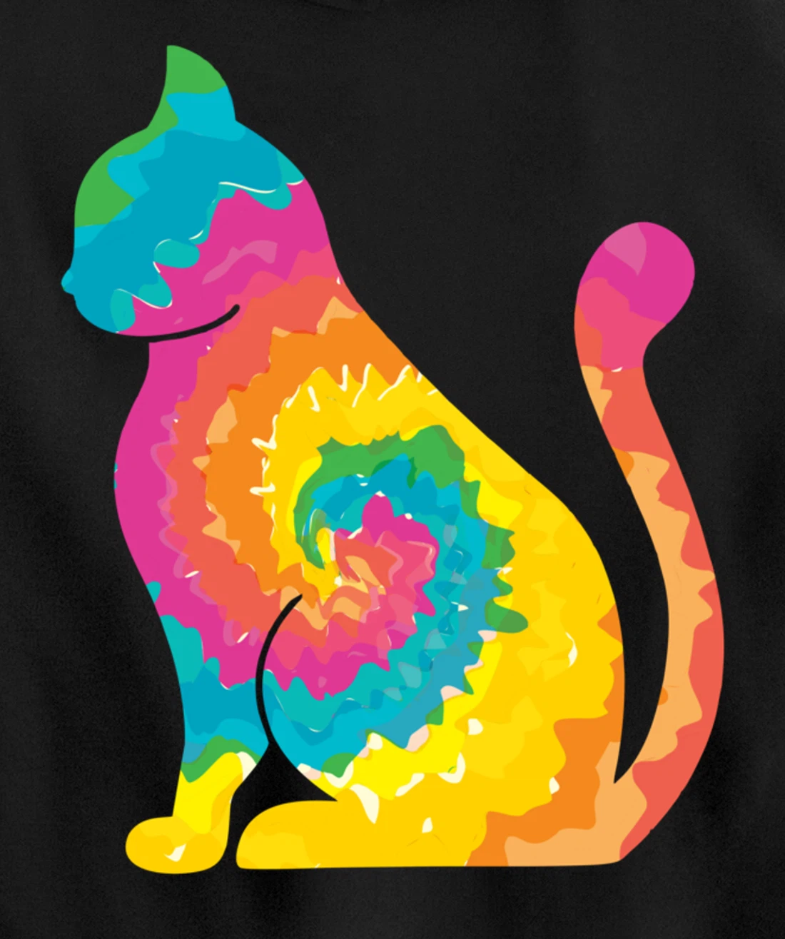 Funny Cat Tie Dye Rainbow Hippie Costume Hippy Themed Pullover Hoodie