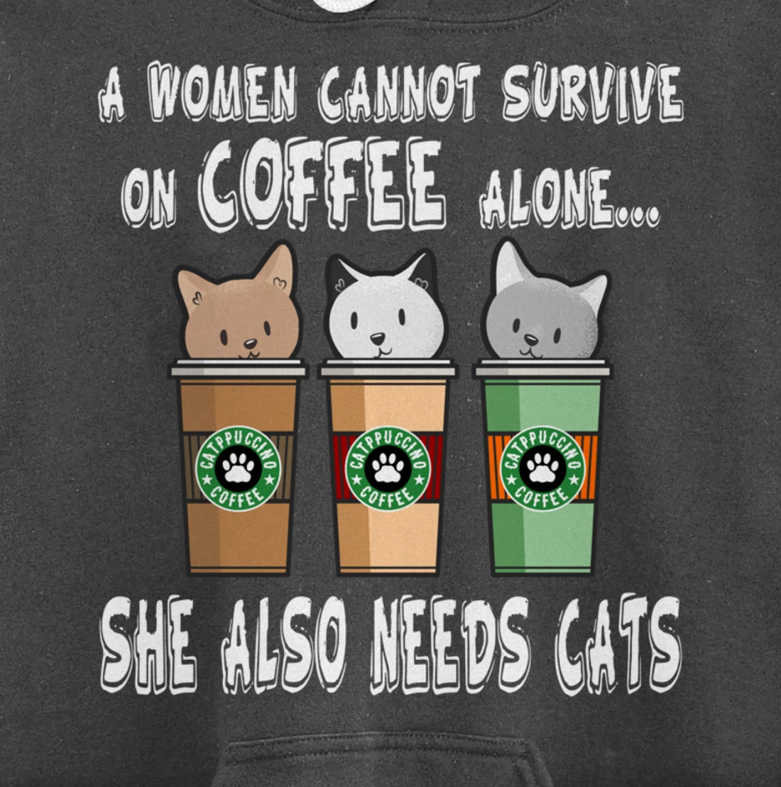 Funny Kitty Pet Owner Woman Needs Coffee & Cats Catpucchino Pullover Hoodie
