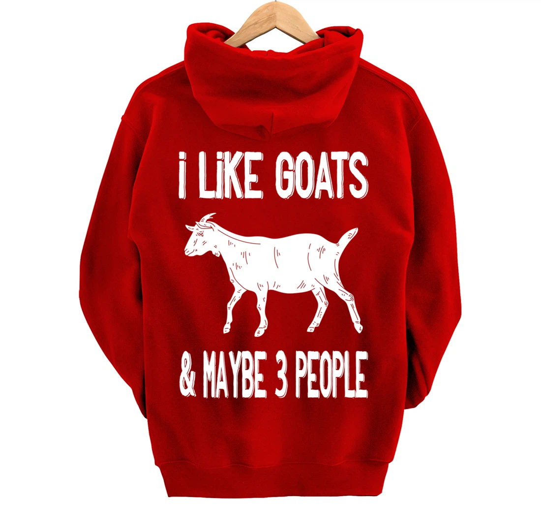 Funny Farm Introvert - I Like Goats & Maybe 3 People Pullover Hoodie