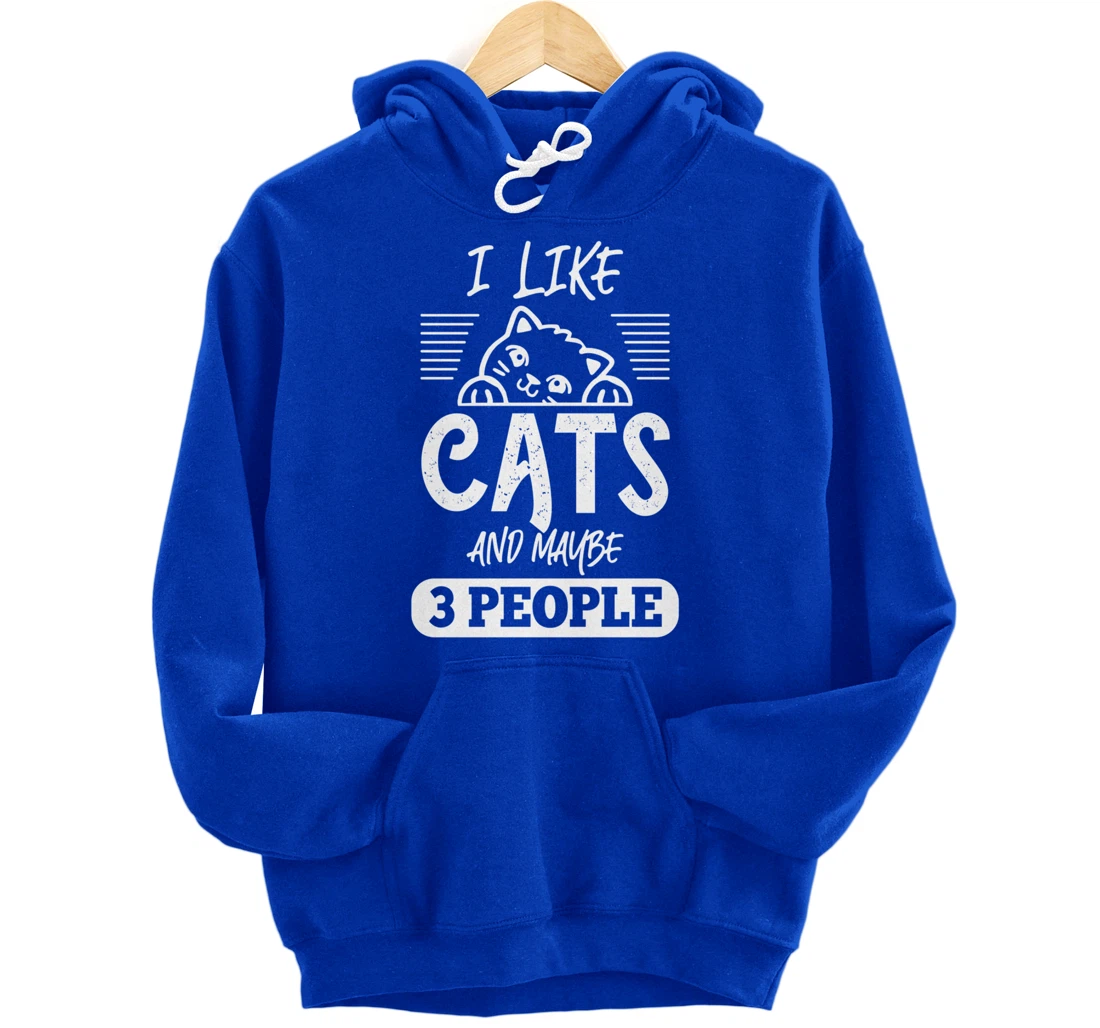 I Like Cats And Maybe 3 People Funny Cats Kittens Themed Pullover Hoodie