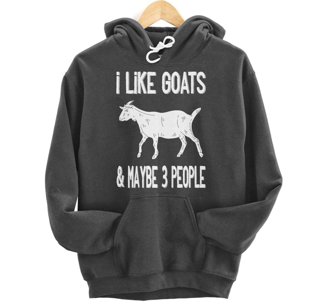 Funny Farm Introvert - I Like Goats & Maybe 3 People Pullover Hoodie