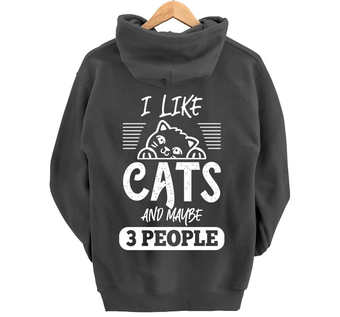 I Like Cats And Maybe 3 People Funny Cats Kittens Themed Pullover Hoodie