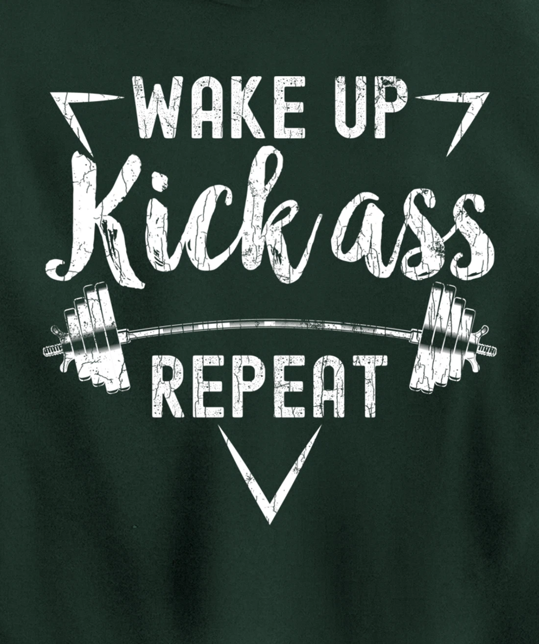 Wake Up Kick Ass Repeat Funny Gym Motivational Graphic Pullover Hoodie