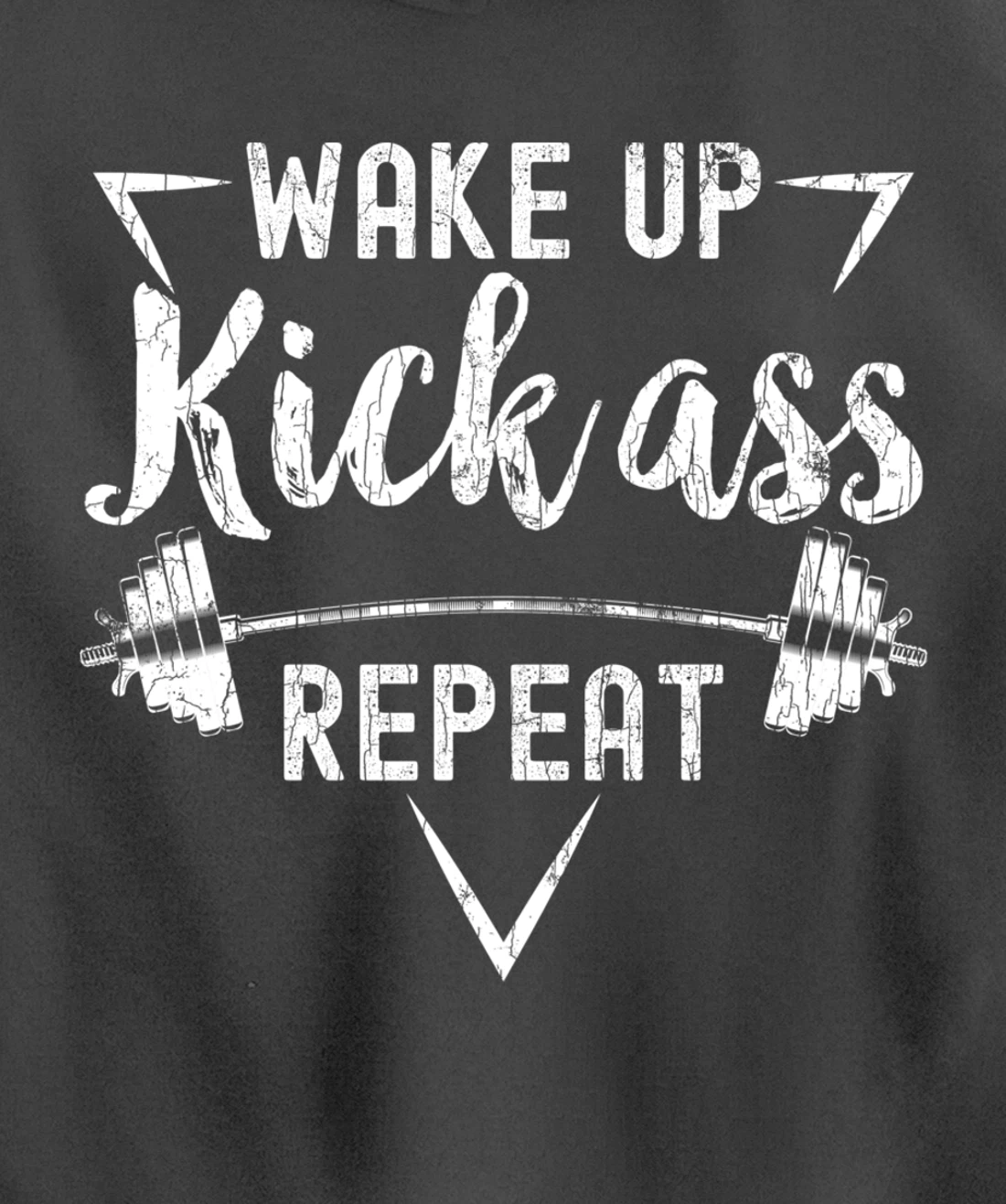 Wake Up Kick Ass Repeat Funny Gym Motivational Graphic Pullover Hoodie