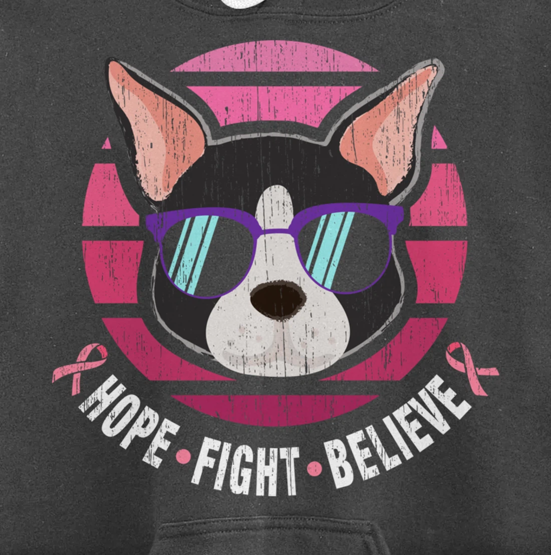 Boston Terrier Breast Cancer Survivor Pullover Hoodie