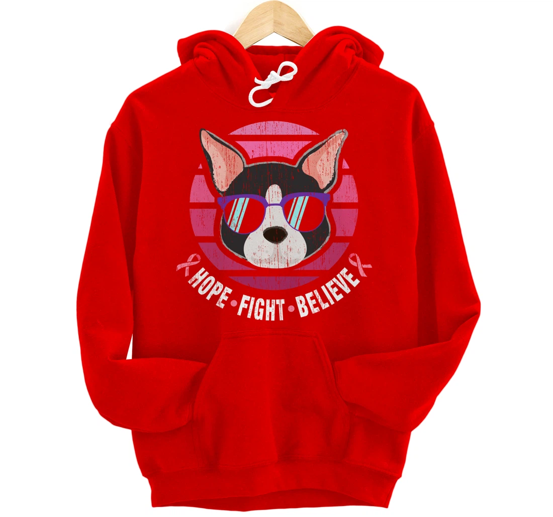 Boston Terrier Breast Cancer Survivor Pullover Hoodie
