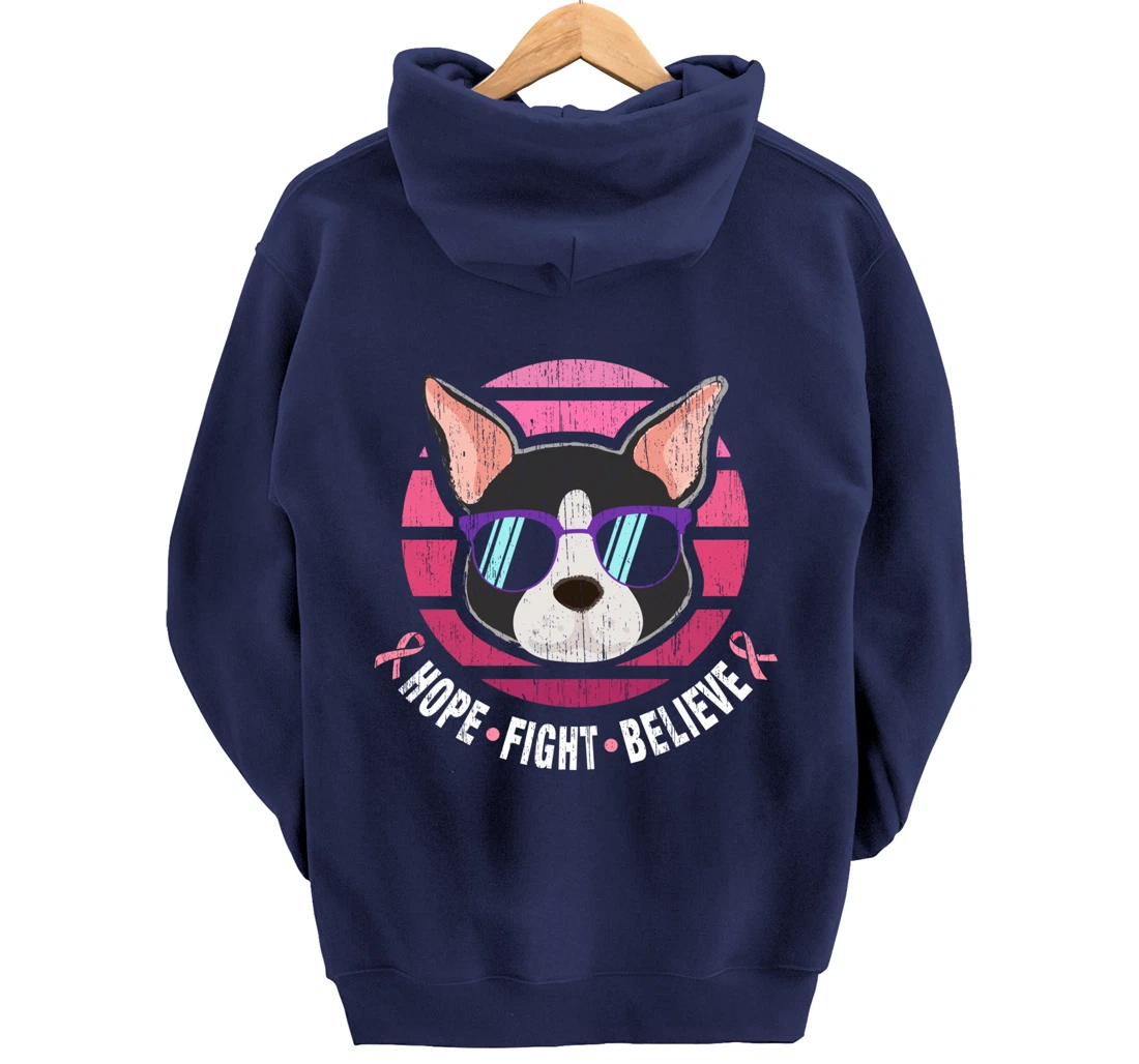 Boston Terrier Breast Cancer Survivor Pullover Hoodie