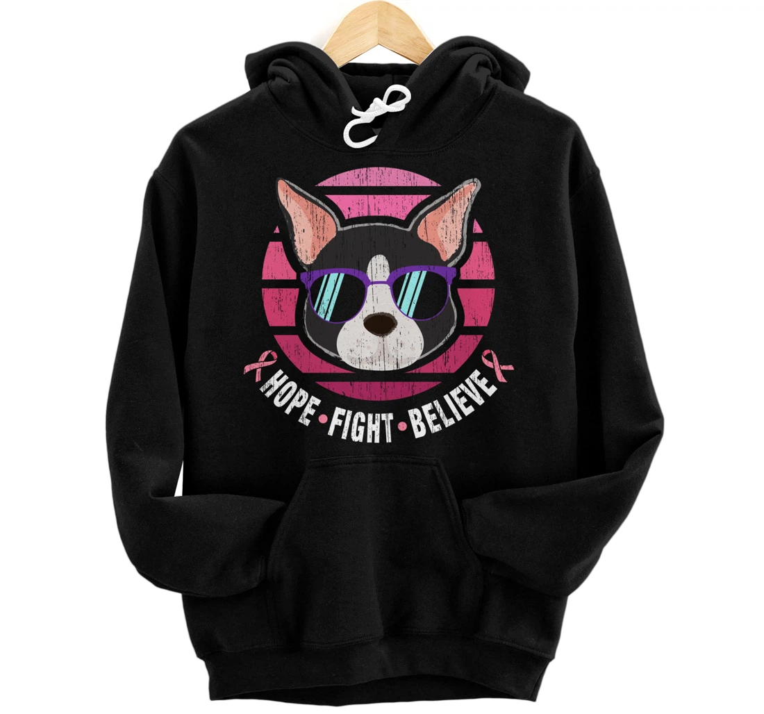 Boston Terrier Breast Cancer Survivor Pullover Hoodie