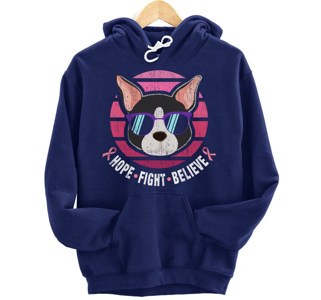 Boston Terrier Breast Cancer Survivor Pullover Hoodie