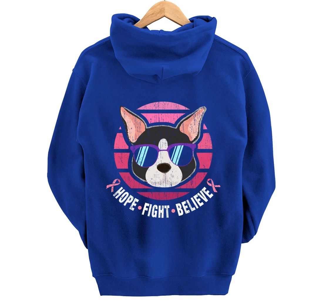 Boston Terrier Breast Cancer Survivor Pullover Hoodie