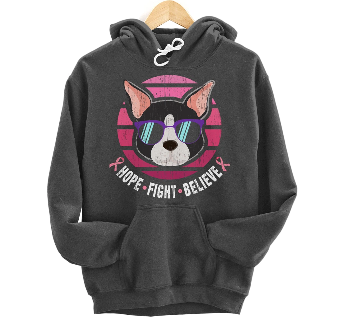 Boston Terrier Breast Cancer Survivor Pullover Hoodie