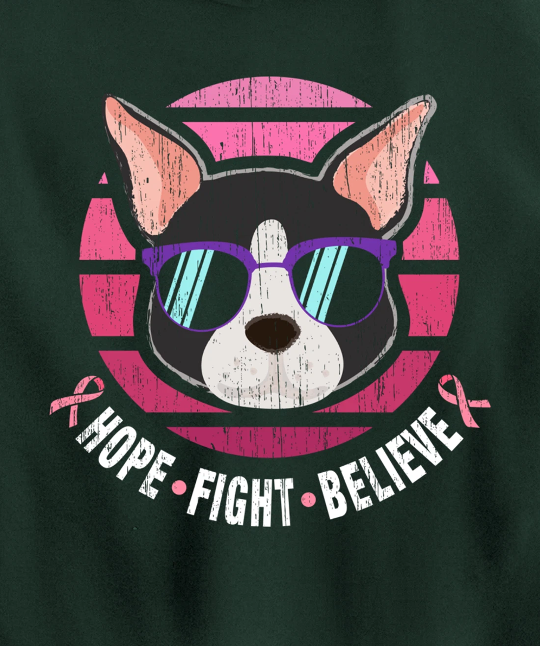 Boston Terrier Breast Cancer Survivor Pullover Hoodie