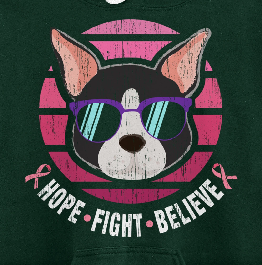 Boston Terrier Breast Cancer Survivor Pullover Hoodie