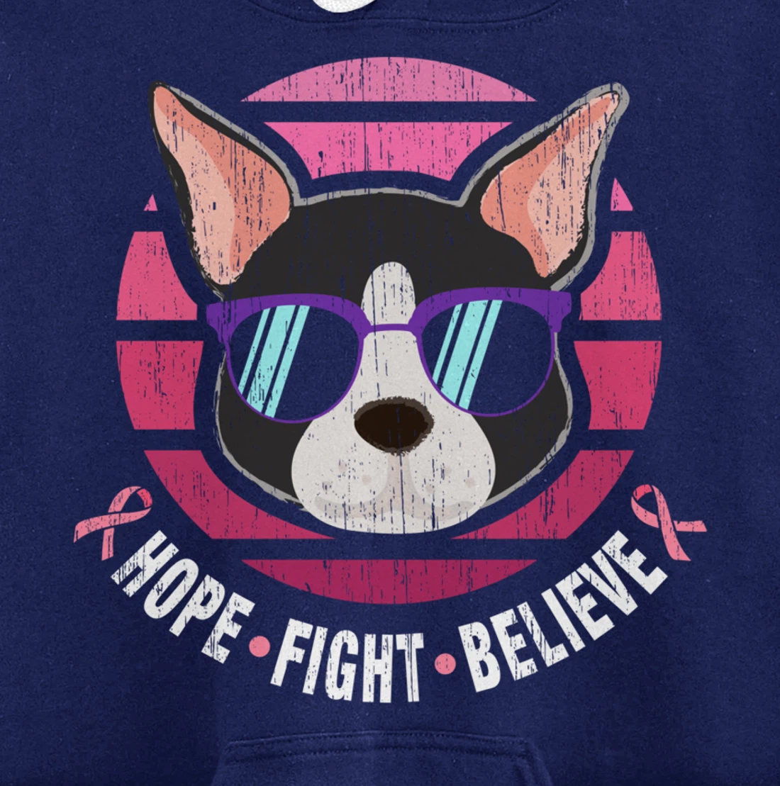 Boston Terrier Breast Cancer Survivor Pullover Hoodie