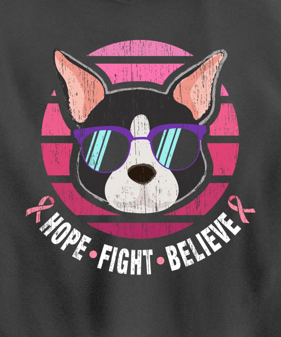 Boston Terrier Breast Cancer Survivor Pullover Hoodie