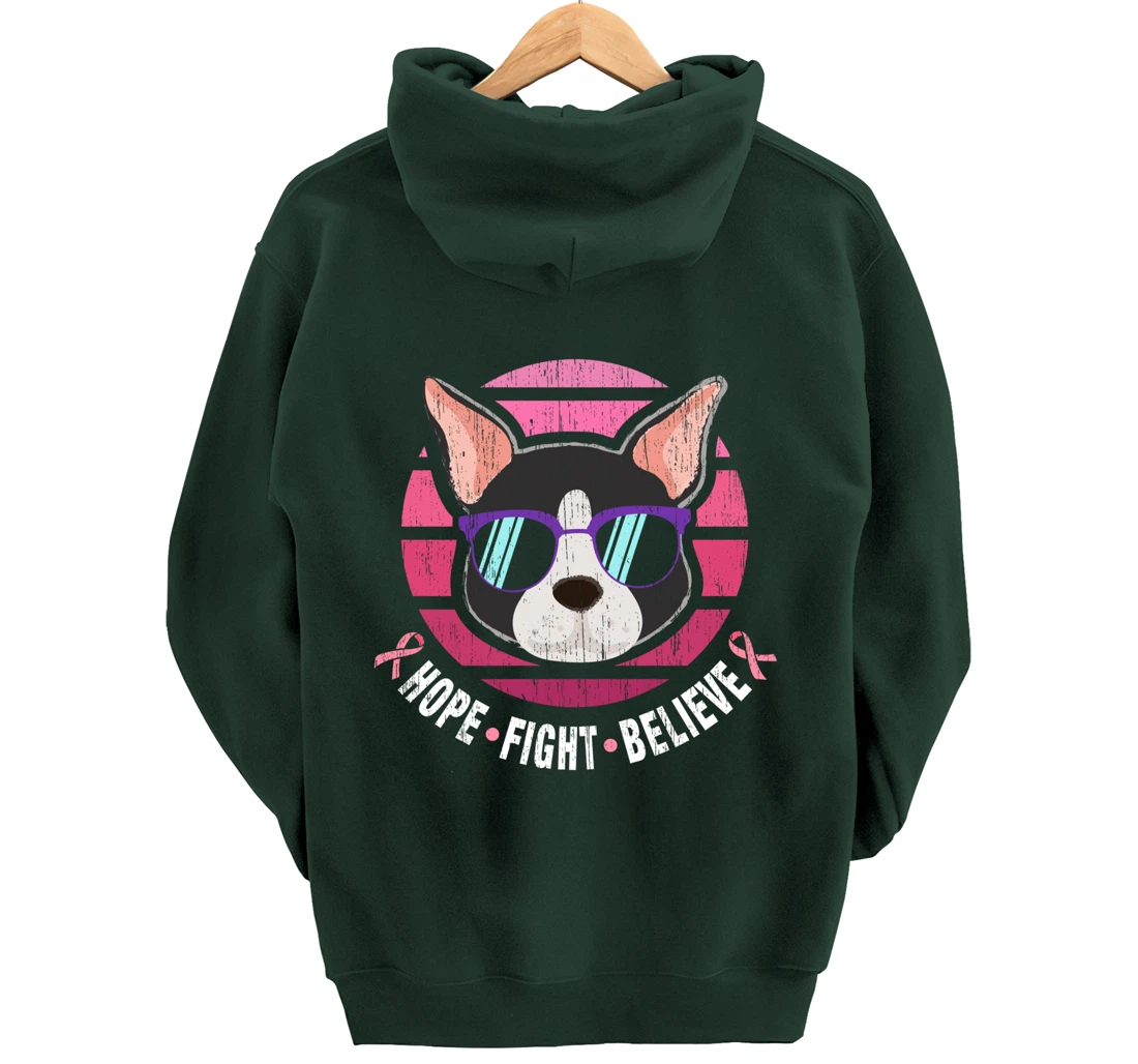 Boston Terrier Breast Cancer Survivor Pullover Hoodie