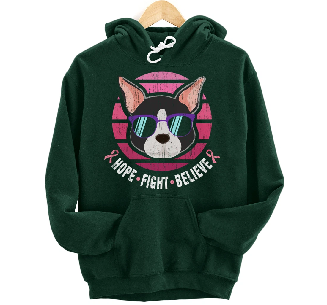 Boston Terrier Breast Cancer Survivor Pullover Hoodie