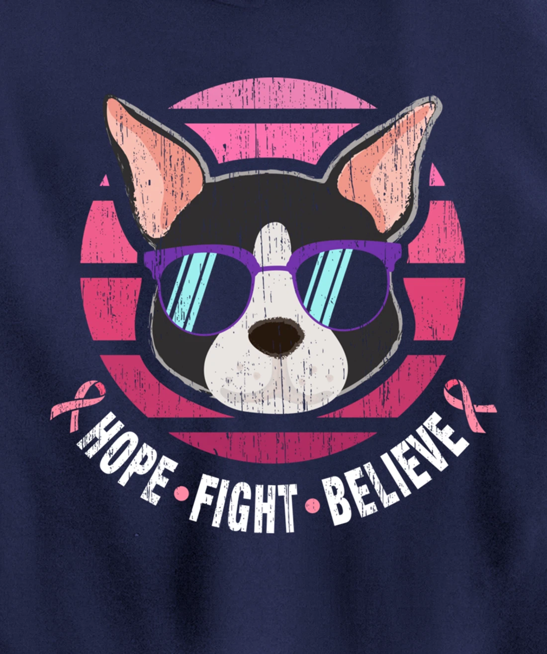 Boston Terrier Breast Cancer Survivor Pullover Hoodie