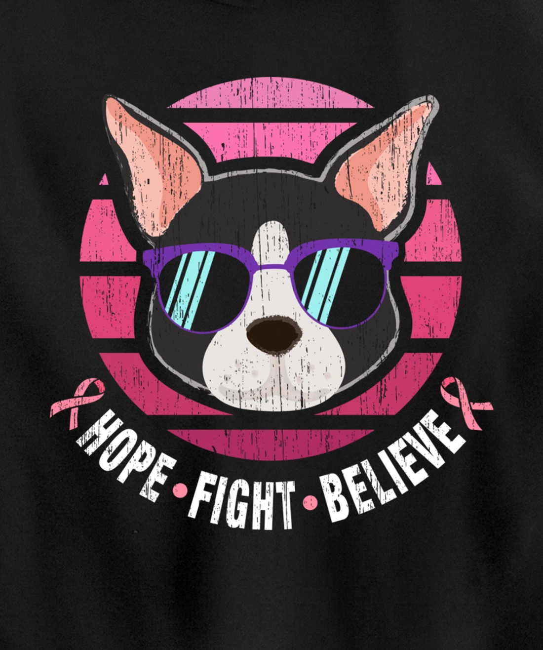 Boston Terrier Breast Cancer Survivor Pullover Hoodie