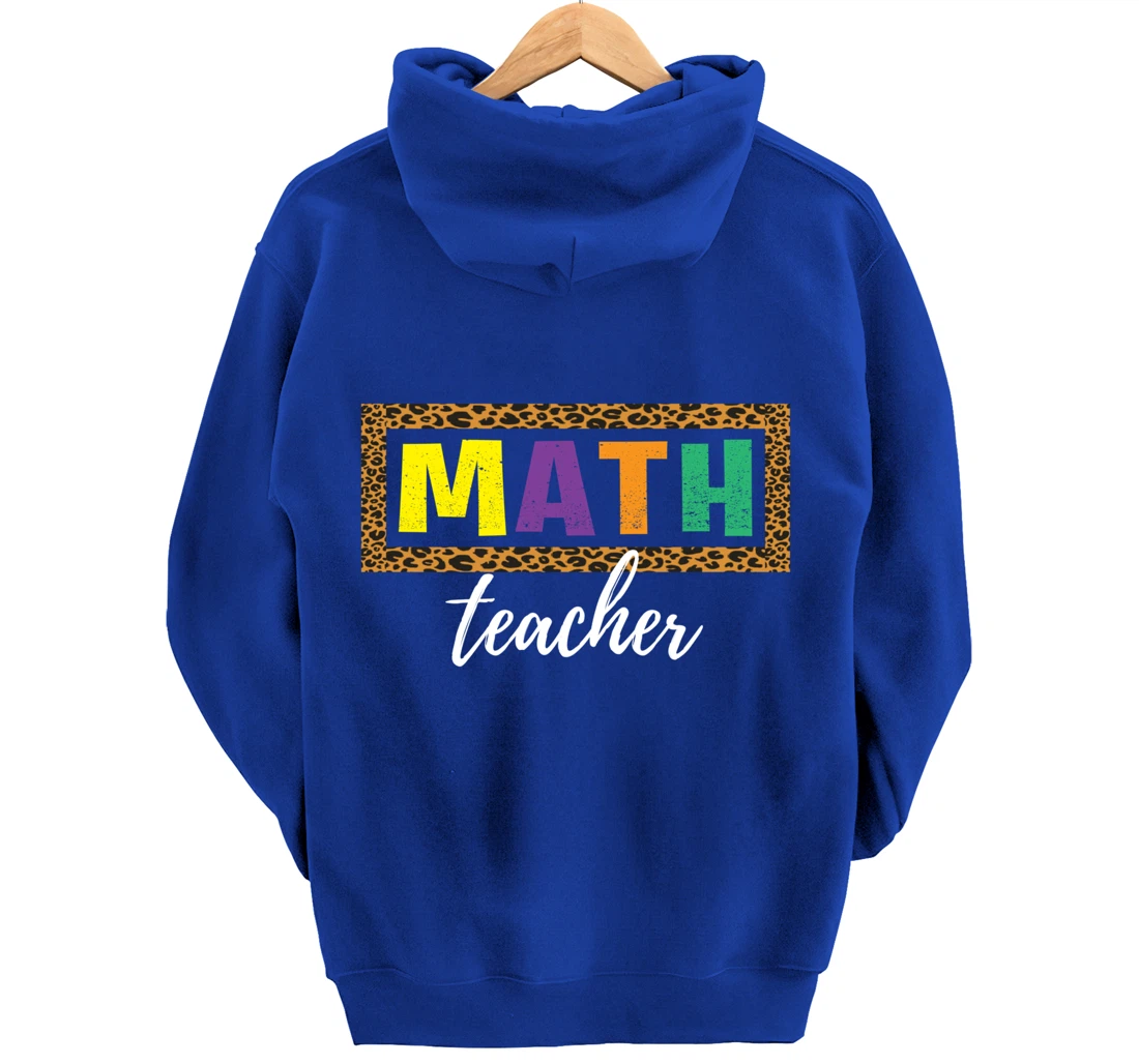 Student Back to School Supplies Leopard Math Teacher Pullover Hoodie