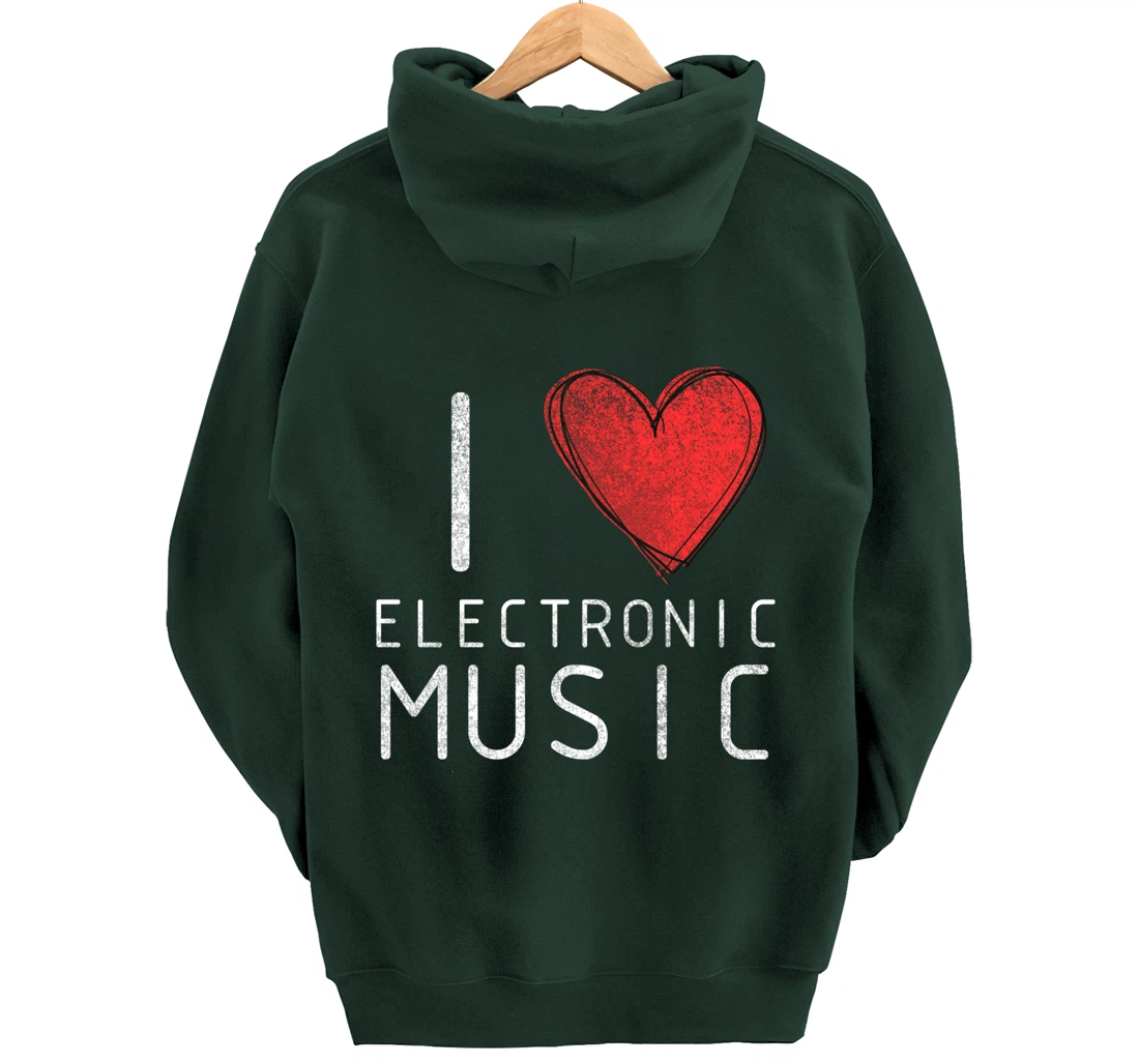 I love techno, techouse, electronic music cool distressed Pullover Hoodie