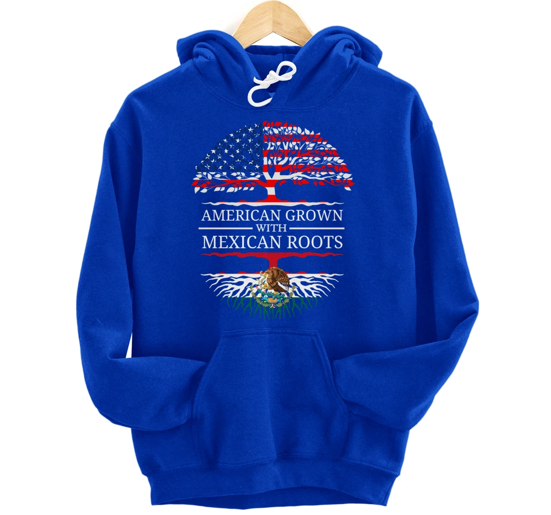 American Grown With Mexican Roots USA Flag Vintage Heritage Pullover Hoodie