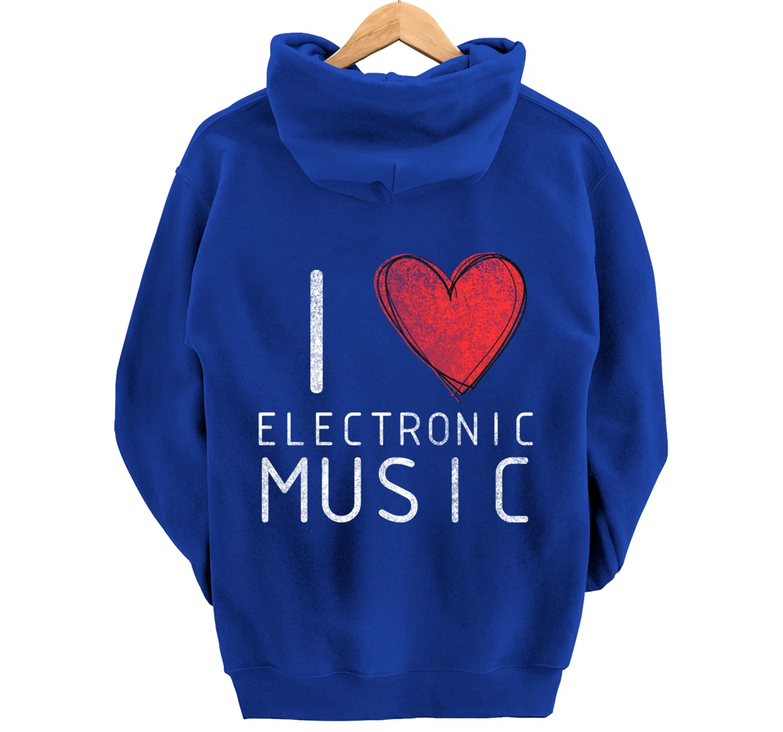 I love techno, techouse, electronic music cool distressed Pullover Hoodie
