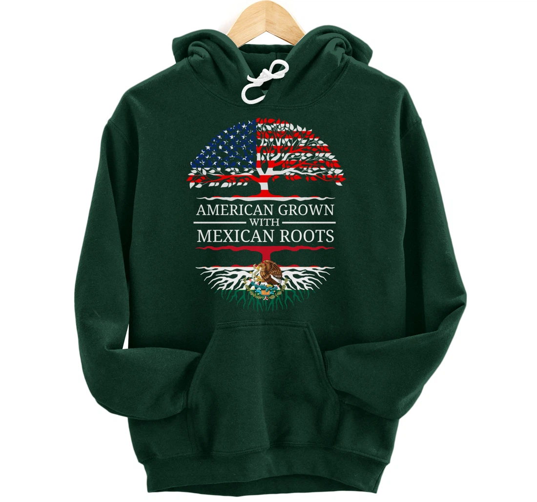American Grown With Mexican Roots USA Flag Vintage Heritage Pullover Hoodie