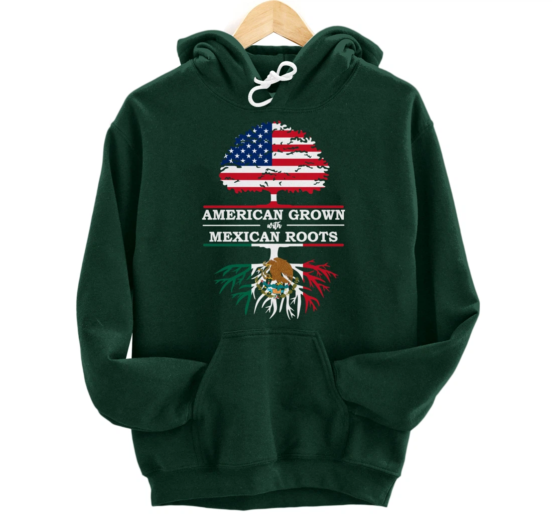 American Grown With Mexican Roots USA Flag Vintage Heritage Pullover Hoodie
