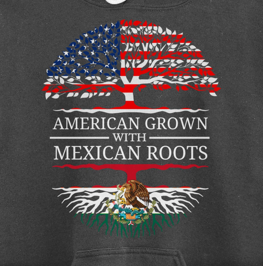 American Grown With Mexican Roots USA Flag Vintage Heritage Pullover Hoodie