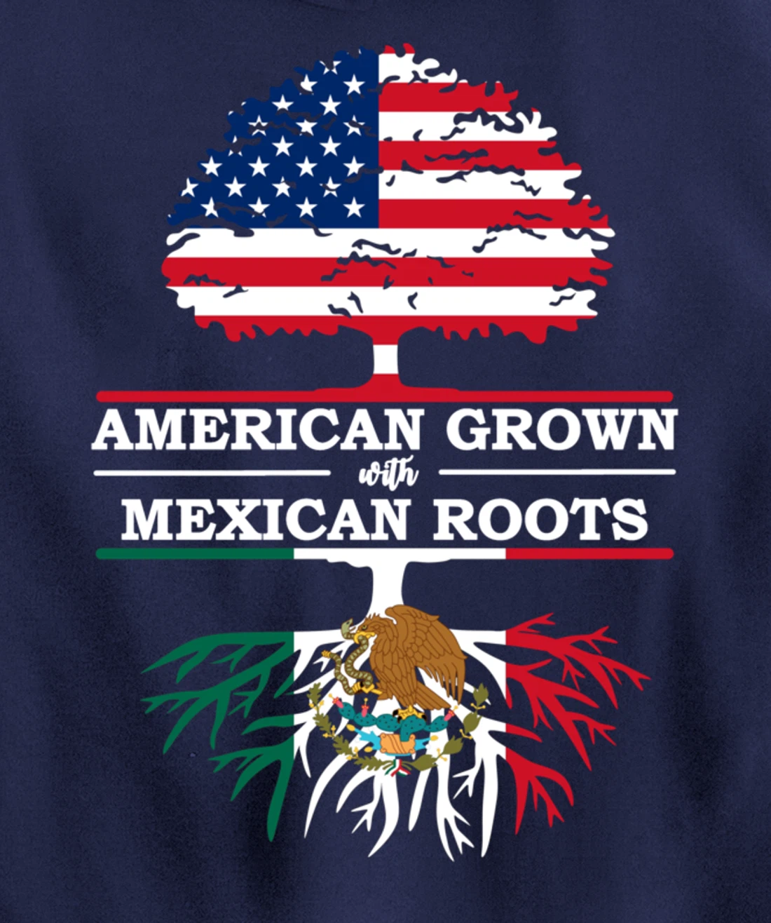 American Grown With Mexican Roots USA Flag Vintage Heritage Pullover Hoodie