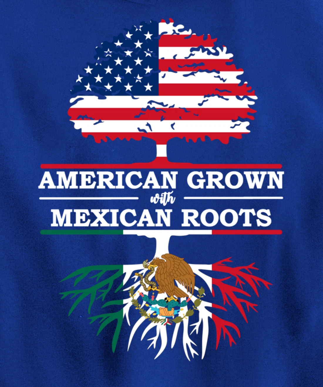 American Grown With Mexican Roots USA Flag Vintage Heritage Pullover Hoodie