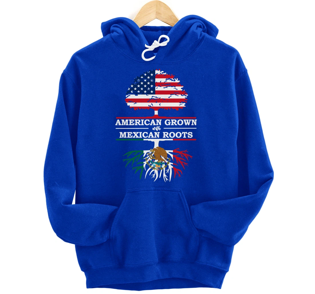 American Grown With Mexican Roots USA Flag Vintage Heritage Pullover Hoodie