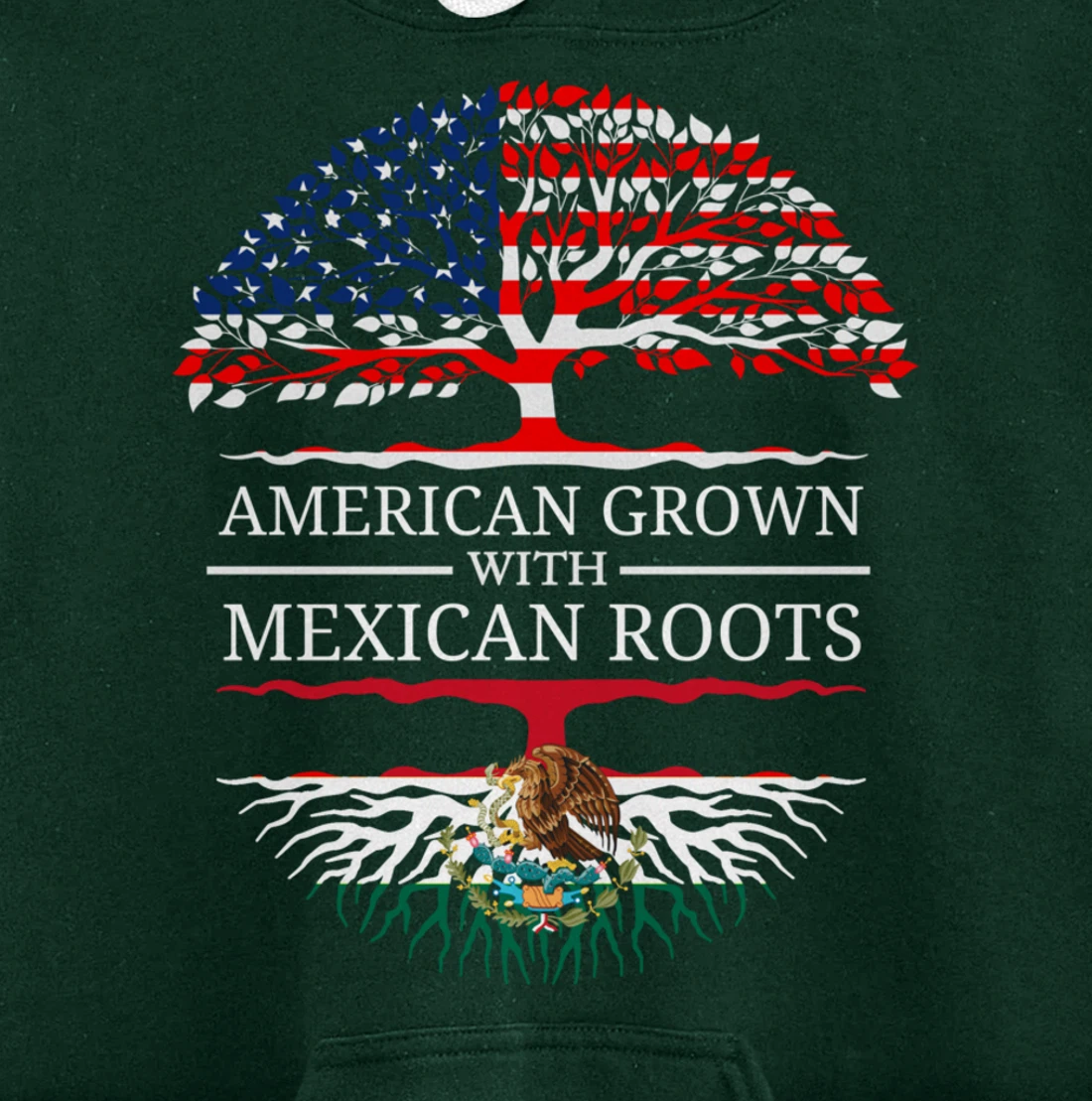 American Grown With Mexican Roots USA Flag Vintage Heritage Pullover Hoodie
