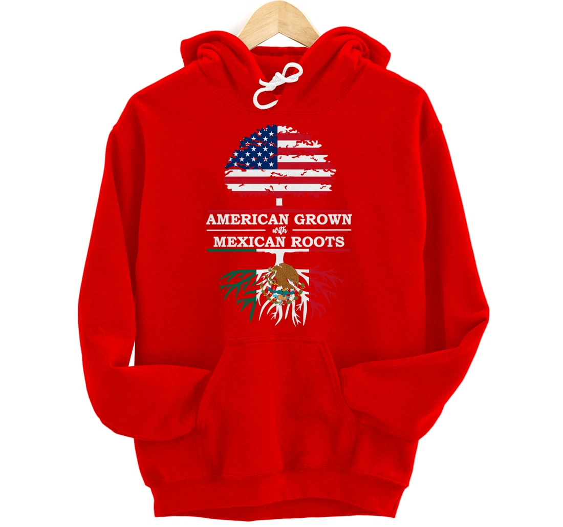American Grown With Mexican Roots USA Flag Vintage Heritage Pullover Hoodie
