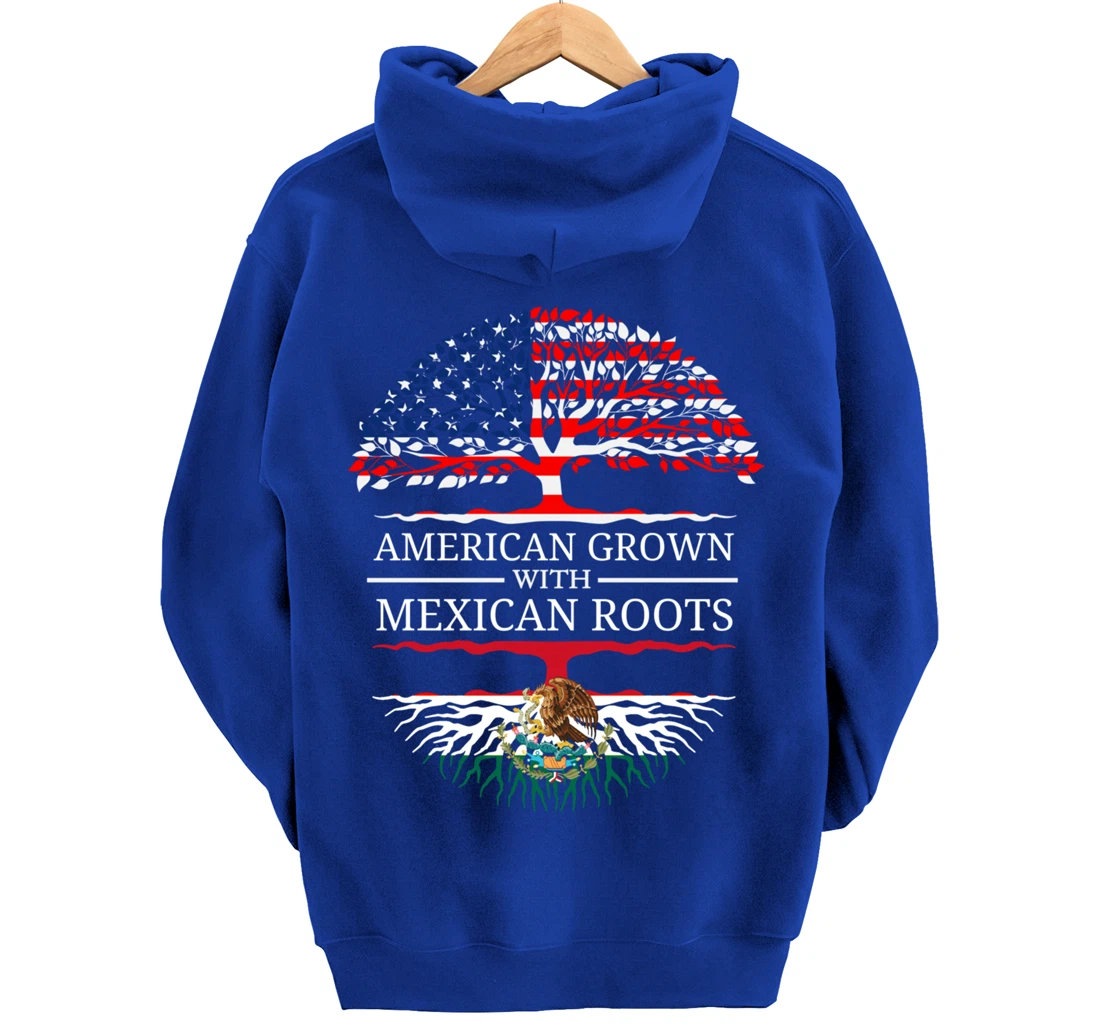 American Grown With Mexican Roots USA Flag Vintage Heritage Pullover Hoodie
