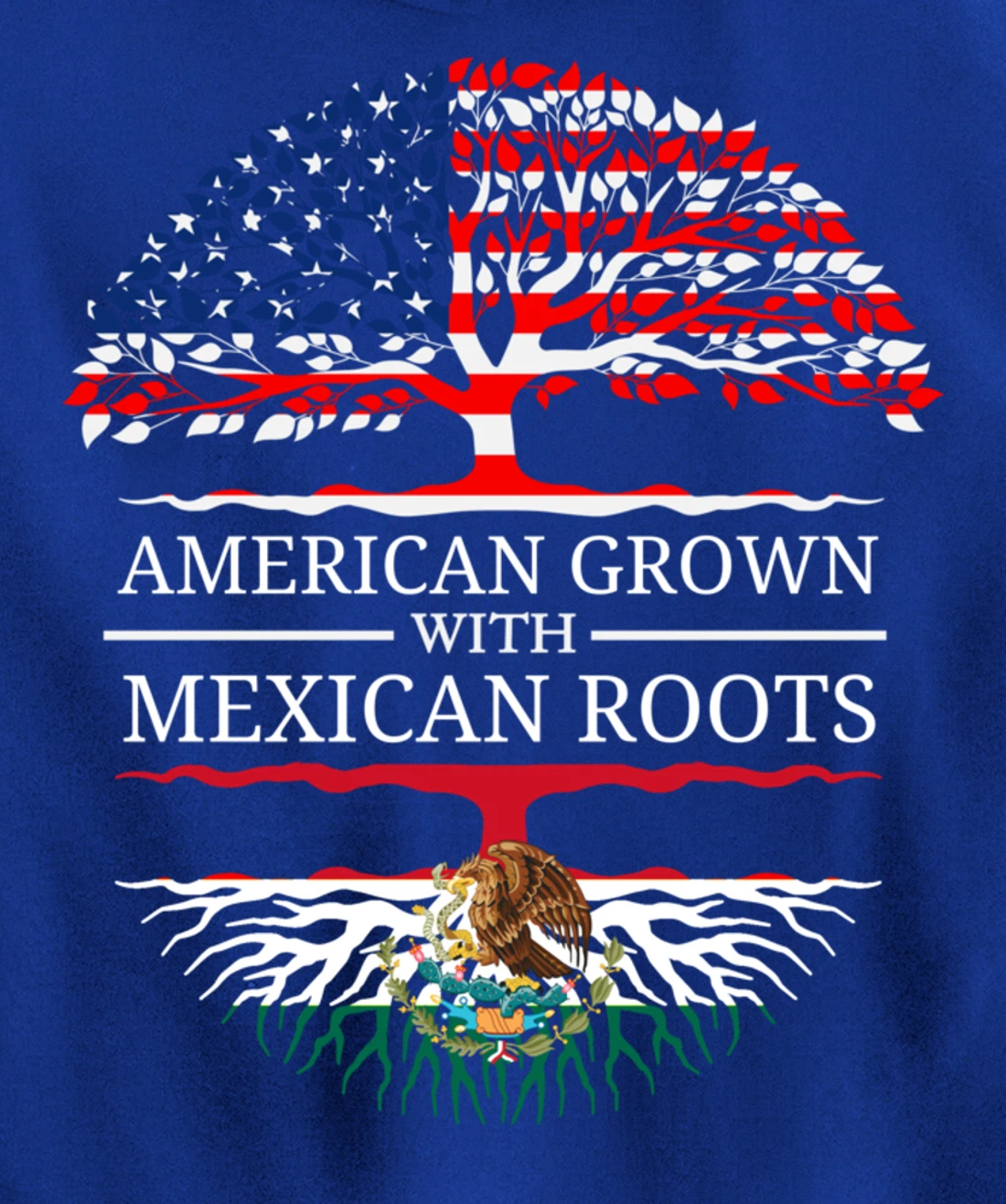 American Grown With Mexican Roots USA Flag Vintage Heritage Pullover Hoodie