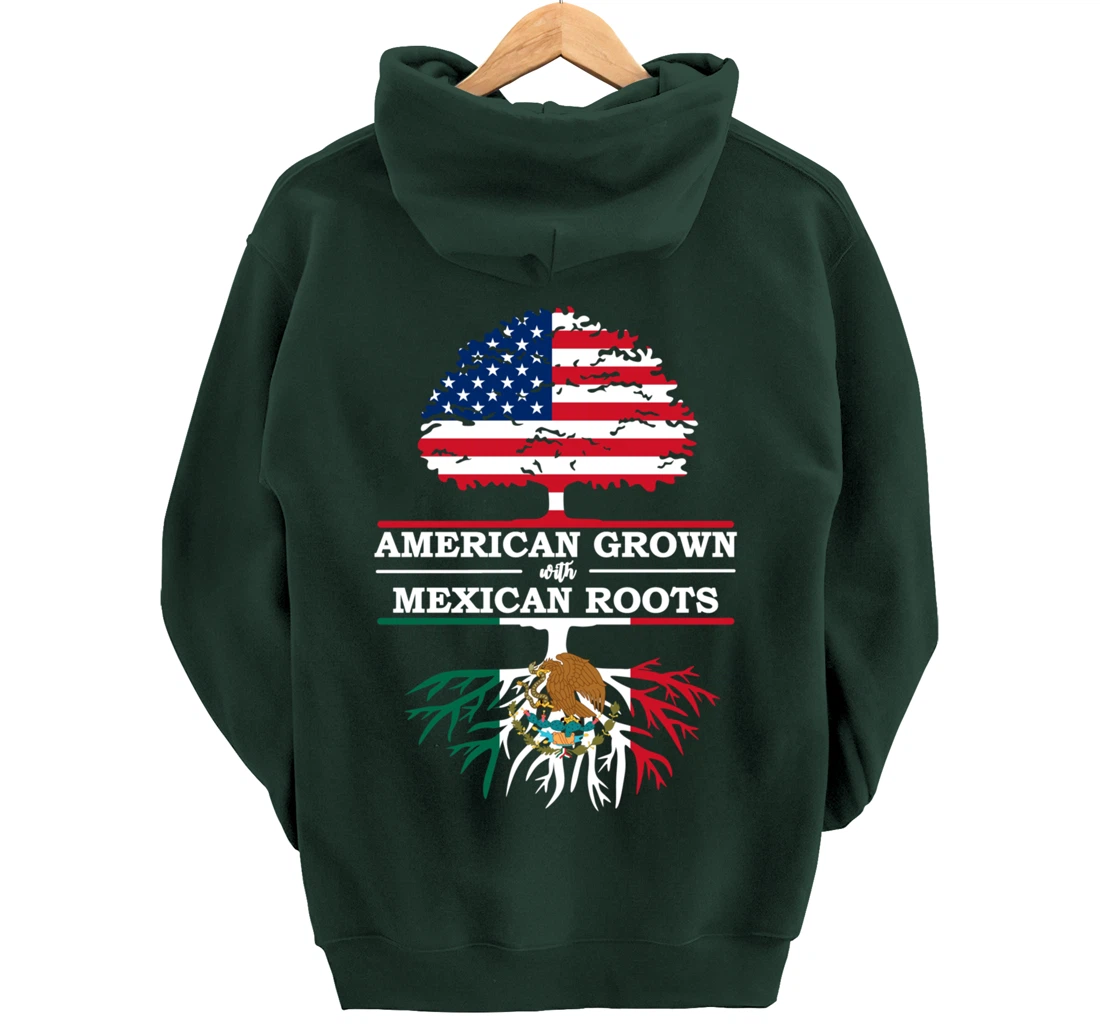 American Grown With Mexican Roots USA Flag Vintage Heritage Pullover Hoodie