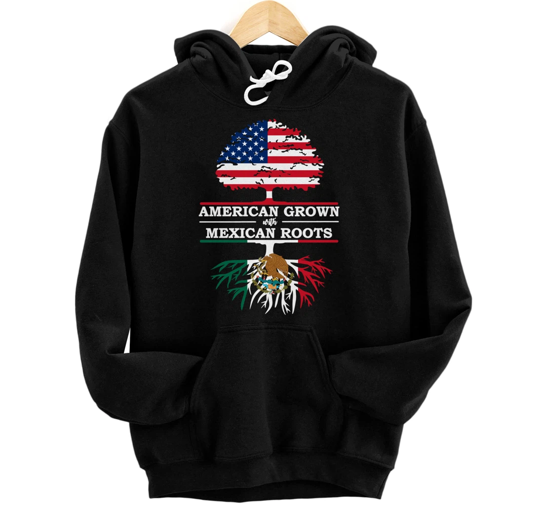 American Grown With Mexican Roots USA Flag Vintage Heritage Pullover Hoodie