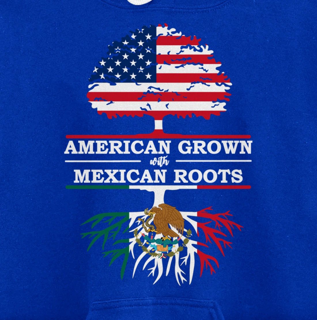 American Grown With Mexican Roots USA Flag Vintage Heritage Pullover Hoodie