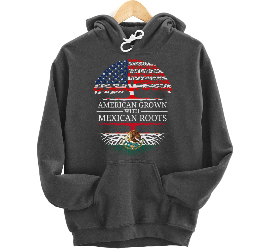 American Grown With Mexican Roots USA Flag Vintage Heritage Pullover Hoodie