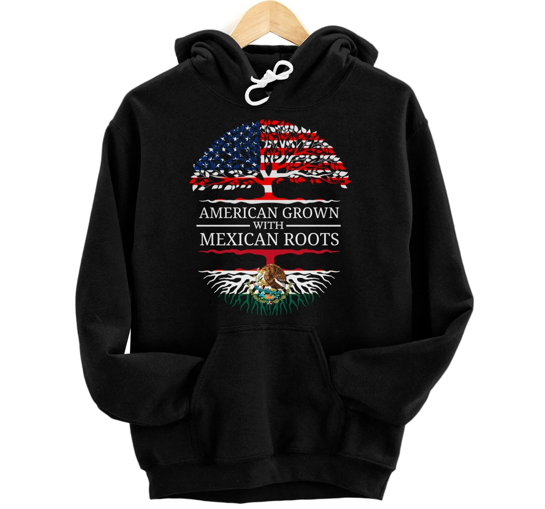 American Grown With Mexican Roots USA Flag Vintage Heritage Pullover Hoodie