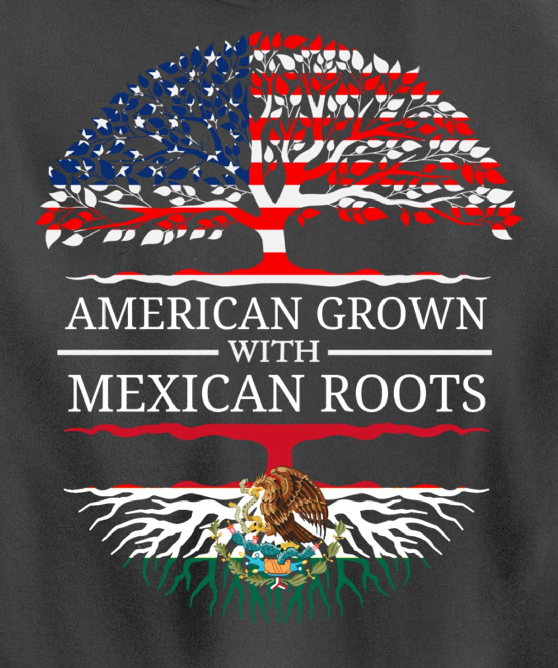 American Grown With Mexican Roots USA Flag Vintage Heritage Pullover Hoodie