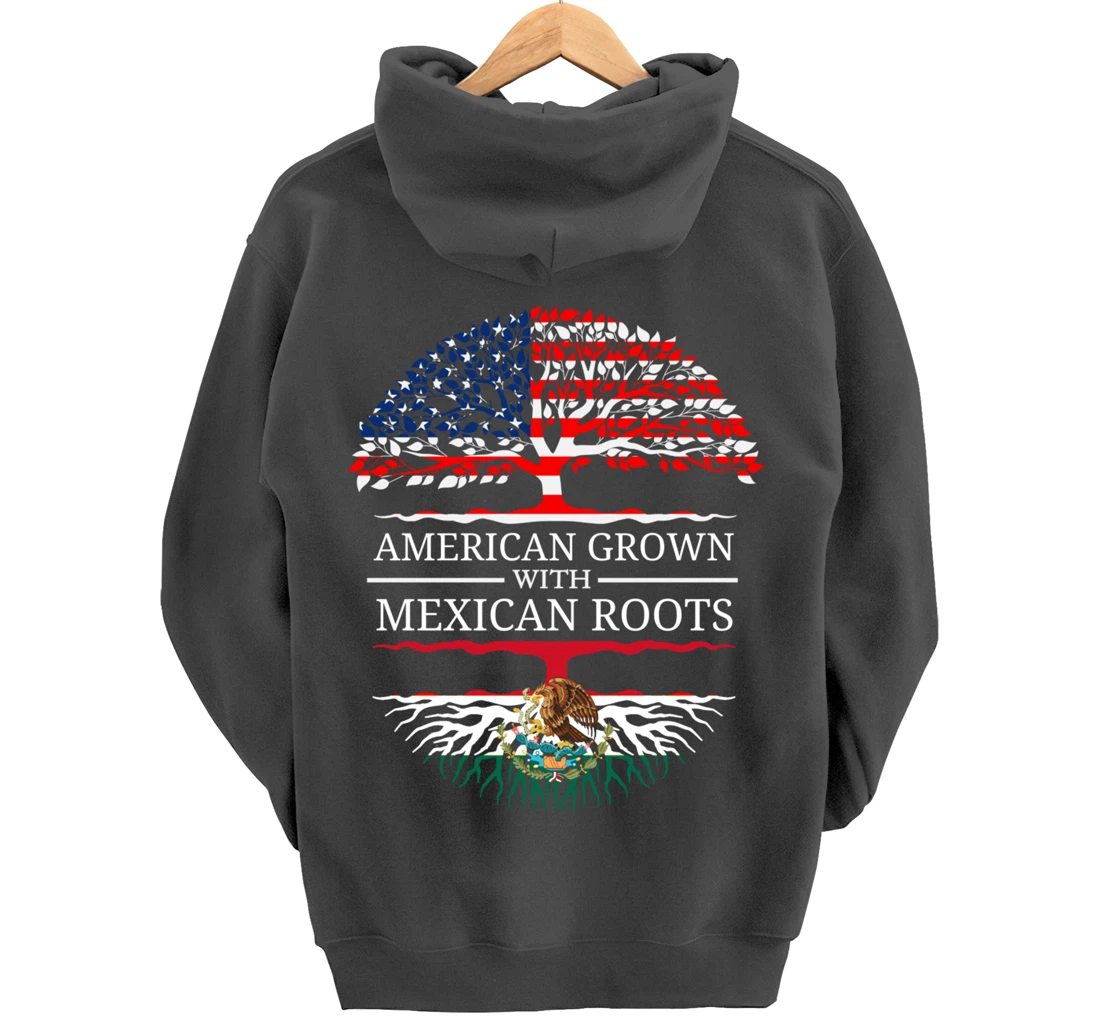 American Grown With Mexican Roots USA Flag Vintage Heritage Pullover Hoodie