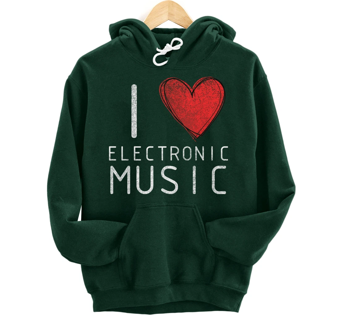 I love techno, techouse, electronic music cool distressed Pullover Hoodie