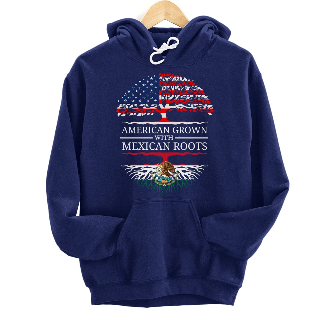 American Grown With Mexican Roots USA Flag Vintage Heritage Pullover Hoodie