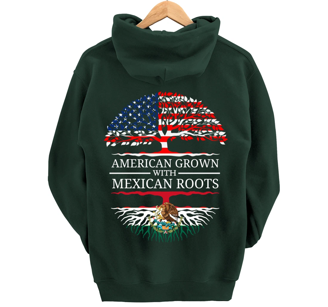 American Grown With Mexican Roots USA Flag Vintage Heritage Pullover Hoodie